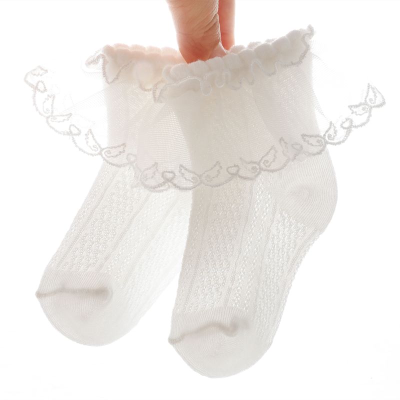 Atmungsaktive Socken mit festem Spitzenvolant für Babys/Kleinkinder weiß big image 4