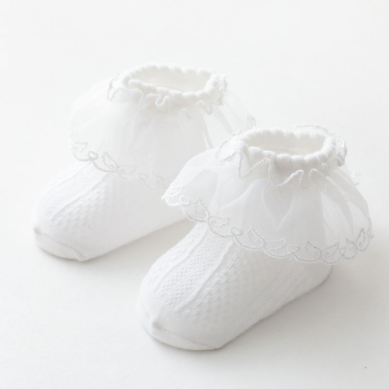 bebê / criança de renda sólida babados meias respirável Branco big image 1