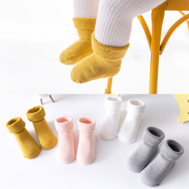 Baby / Toddler Solid Color Winter Thick Terry Floor Non-slip Glue Socks Pink big image 3