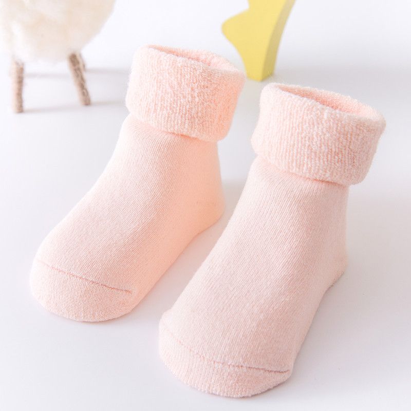Baby / Toddler Solid Color Winter Thick Terry Floor Non-slip Glue Socks Pink big image 1