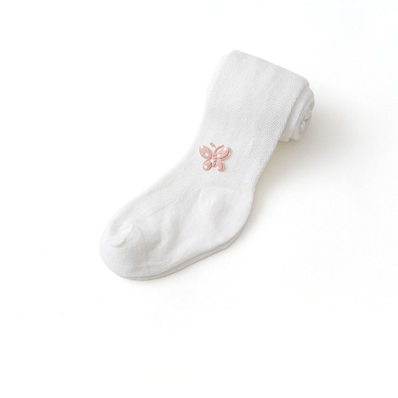 Baby / Toddler Dots Butterfly Decor Pure Color Pantyhose Tights White