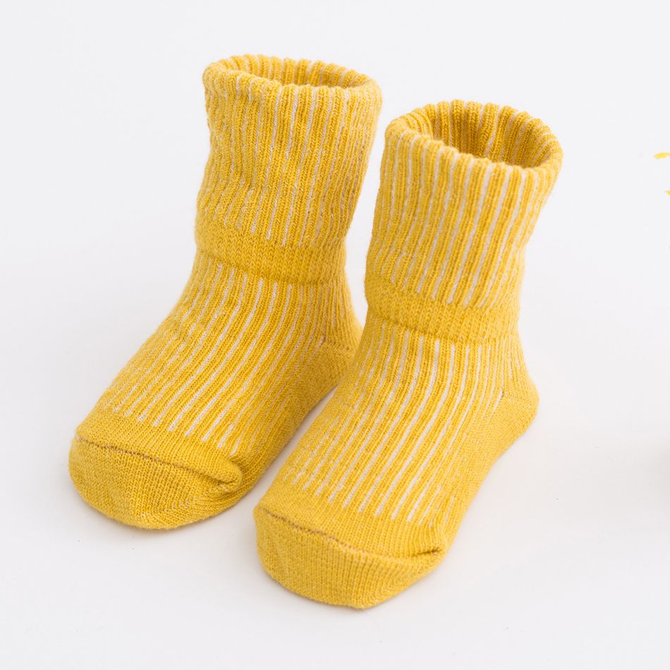 3-pairs Baby Simple Plain Ribbed Socks Multi-color big image 3