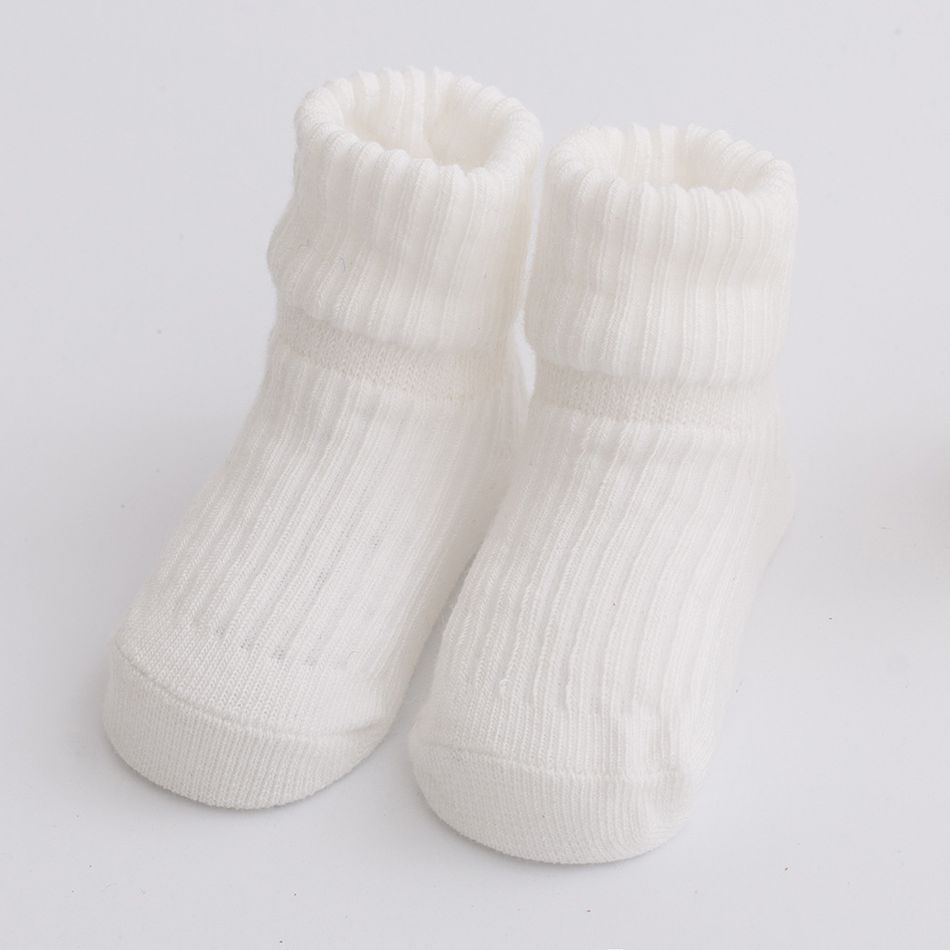 3-pairs Baby Simple Plain Ribbed Socks Multi-color big image 5