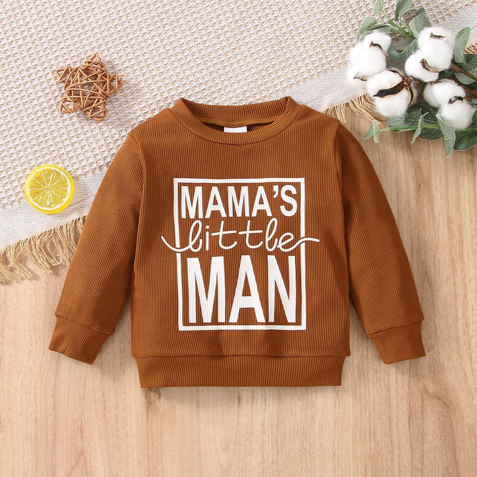 Baby Boy/Girl Letter/Rainbow Design Long-sleeve Sweatshirts Coffee big image 2