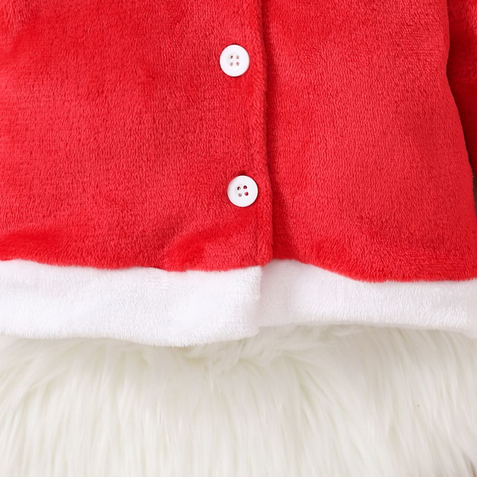 Christmas Baby Boy/Girl Red Thermal Fleece Long-sleeve 3D Antler Hooded Jacket Red big image 5