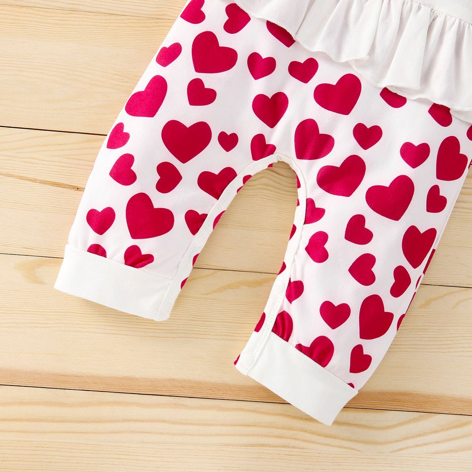 Baby 2pcs Elephant and Love Heart Print Long-sleeve Jumpsuit Set White big image 7