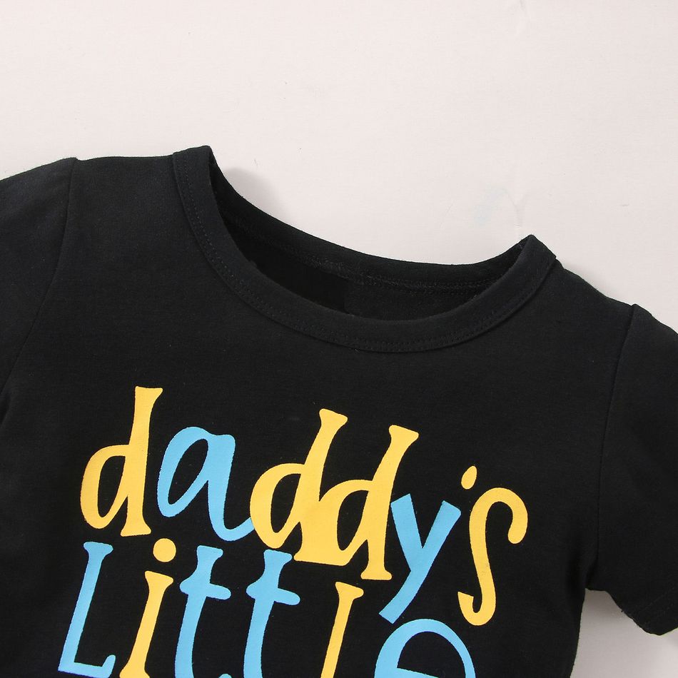 2pcs Baby Boy Letter Print Short-sleeve T-shirt and Dinosaur Print Shorts Set Black big image 7