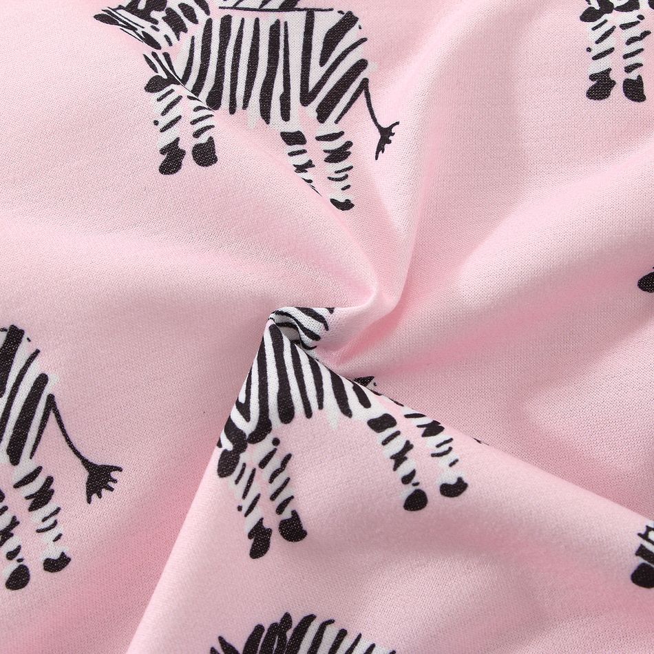 Baby Girl Allover Zebra Print Long-sleeve Sweatshirt Pink big image 7
