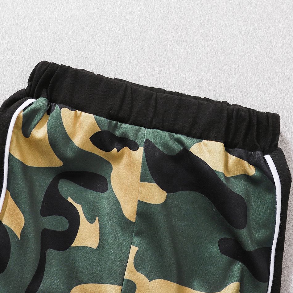 2pcs Baby Boy Long-sleeve Letter Print Sweatshirt and Camouflage Print Sweatpants Set Army green big image 5