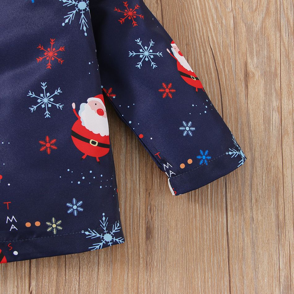 2pcs Toddler Boy Christmas Santa Print Shirt and Red Pants Set Deep Blue big image 5