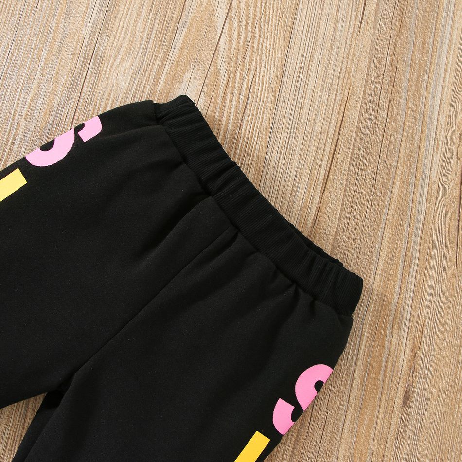 2pcs Toddler Girl Trendy Faux-two Letter Print Sweatshirt and Pants Set Multi-color big image 5