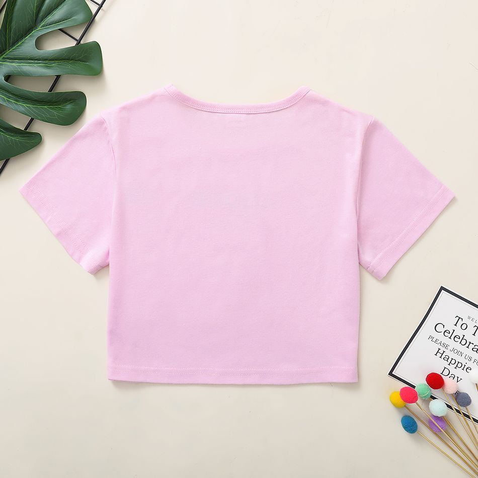Beautiful Kid Girl Casual Letter T-shirt Pink big image 5