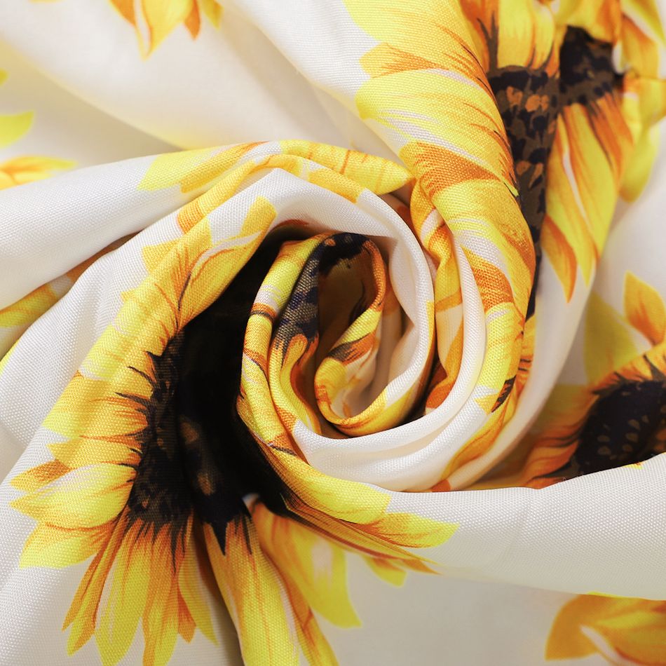Beautiful Kid Girl Sunflowers Floral Print Flounced Slip Rompers White big image 5