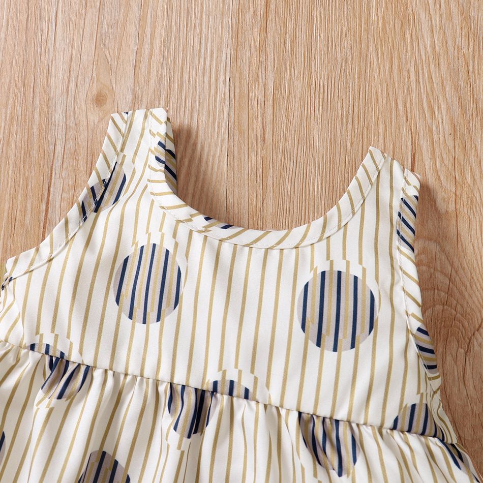 2pcs Baby Girl Polka Dots Striped Bowknot Tank Top and Solid Shorts Set Yellow big image 3