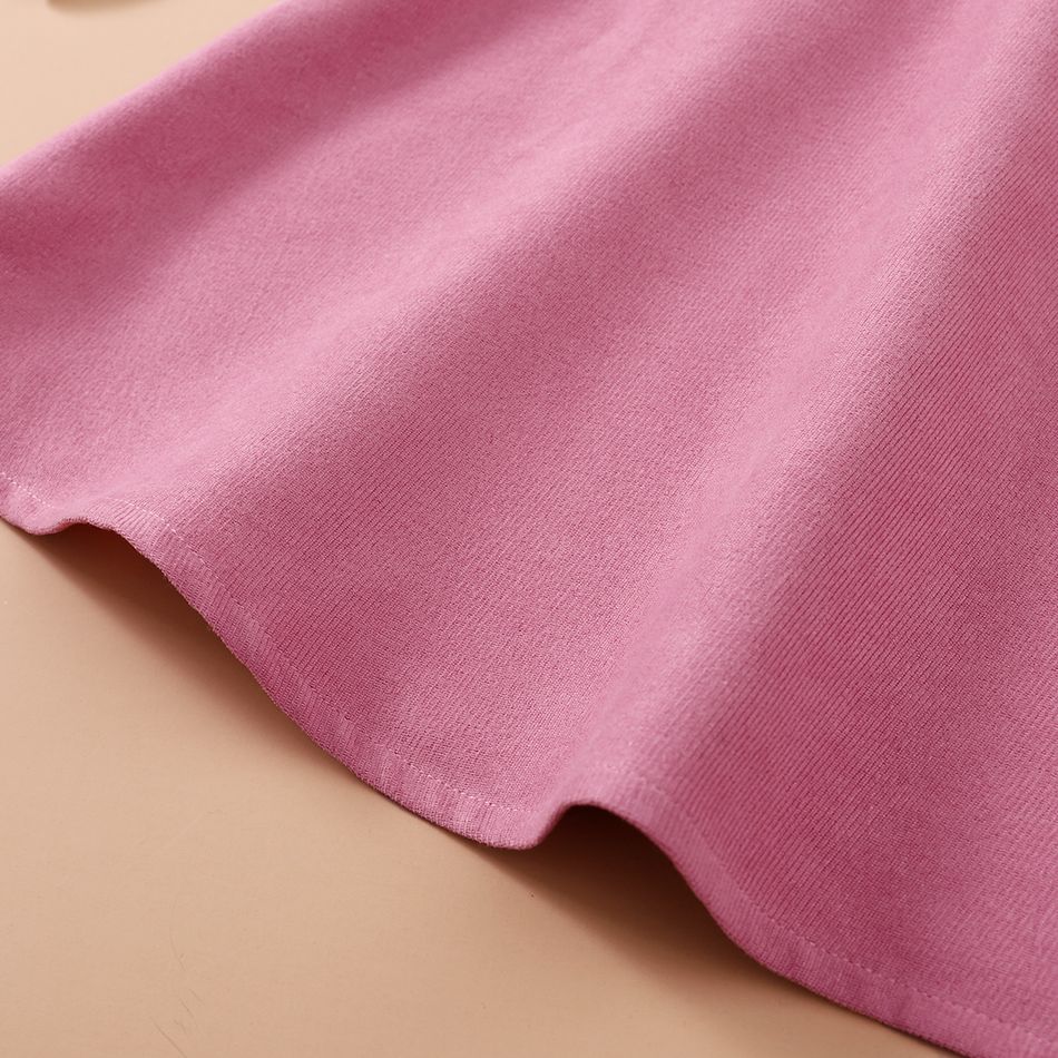 2pcs Kid Girl Long-sleeve White Tee and Button Design Pink Suspender Skirt Set Dark Pink big image 6