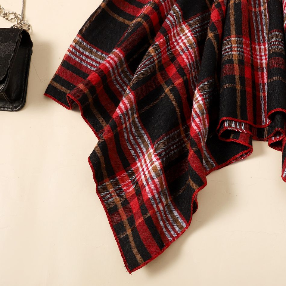 Toddler Girl Preppy style Plaid Irregular Hem Belted Dress Black