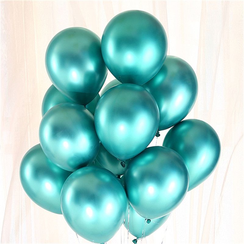 10Pcs Metallic Chrome Balloons Birthday, Wedding, Graduation Season Decoration Green