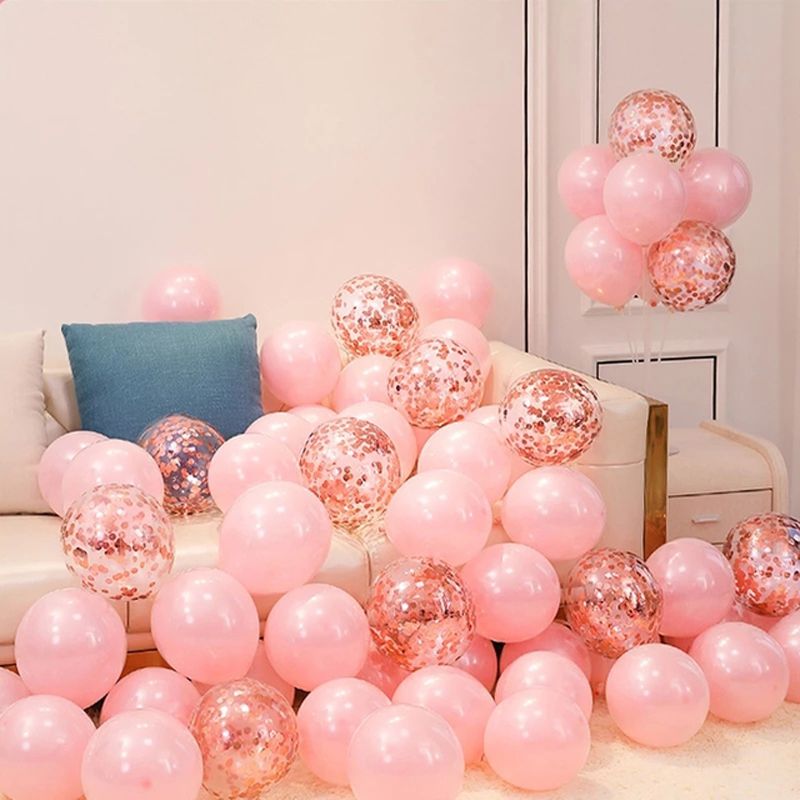 20pcs maca rosa sequin balão de decoração de casamento decoração de festa de aniversário Ouro de Rosa