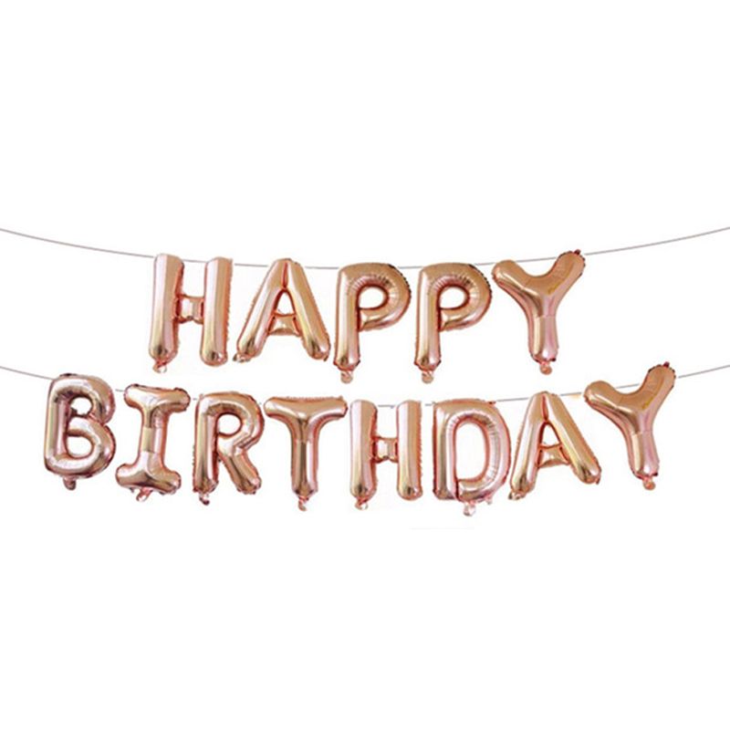 Happy Birthday Balloon 16 Inch Letters Foil Balloons Birthday Party Decoration Kids Adult Alphabet Ballon Anniversaire Rose Gold
