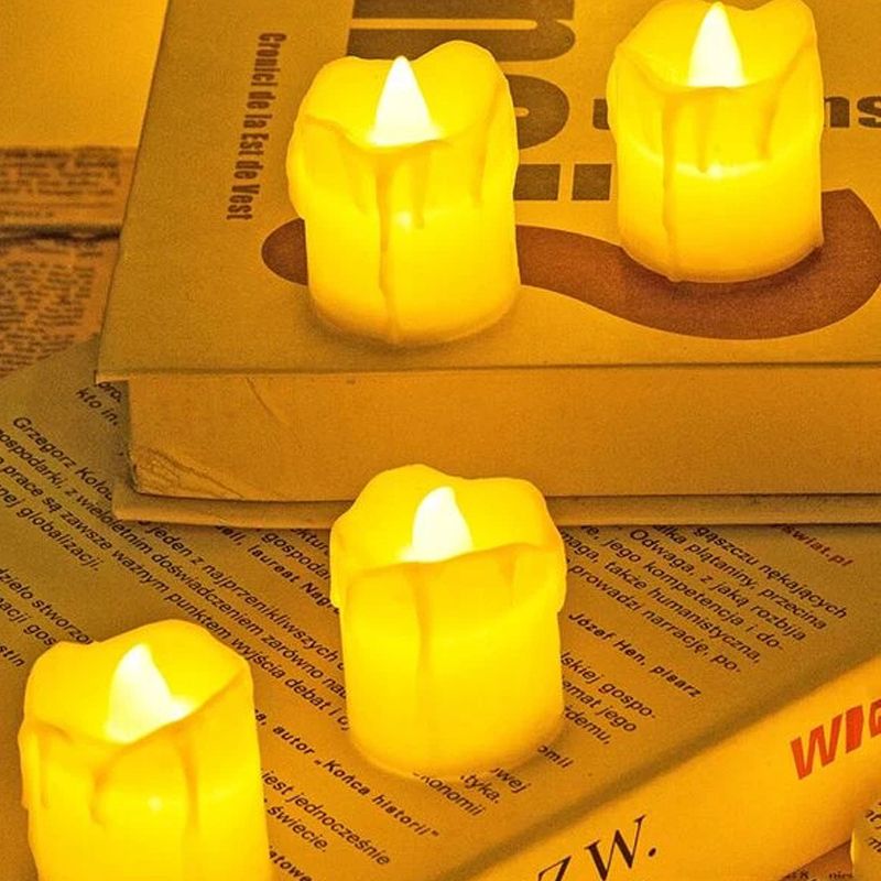Halloween LED Electronic Candle Light Teary Simulation Plastic Small Candle Light 4PCS Yellow