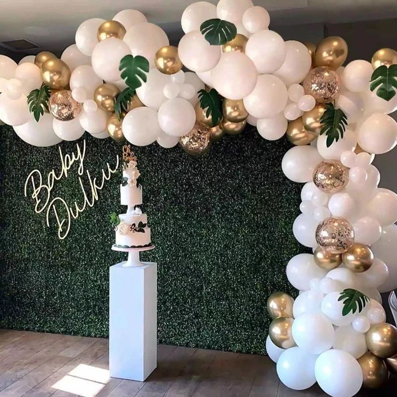 ouro balões brancos 25pcs brancos metálicos balões de látex de ouro cromo guirlanda arco de balões DIY para o aniversário de casamento do chuveiro de bebê decorações do partido Multicolorido big image 2
