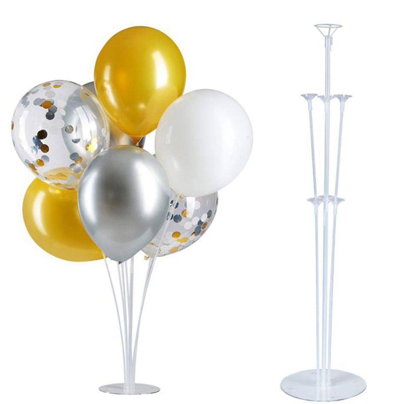 festa de aniversário e de casamento decoração splicing mesa transparente suporte flutuante pólo de exibição do balão estande Branco big image 2