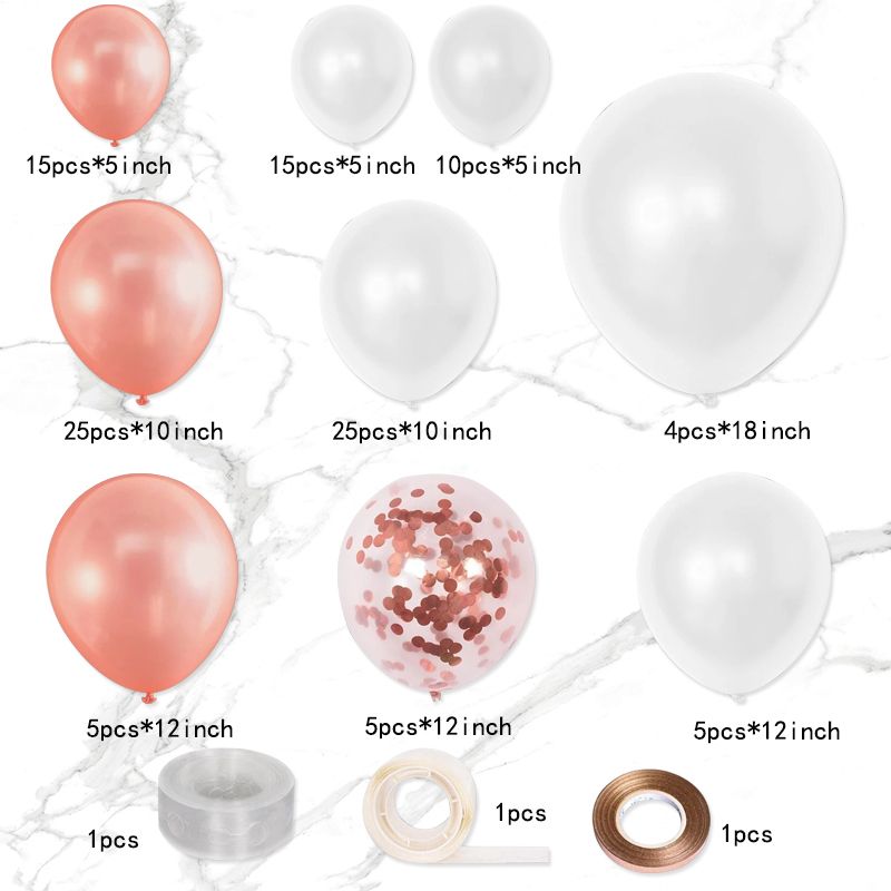 Rose Gold Confetti Latex Balloons 111 Pack Birthday Balloons with 33 Feet Rose Gold Ribbon for Party Wedding Bridal Shower Decorations Multi-color big image 1