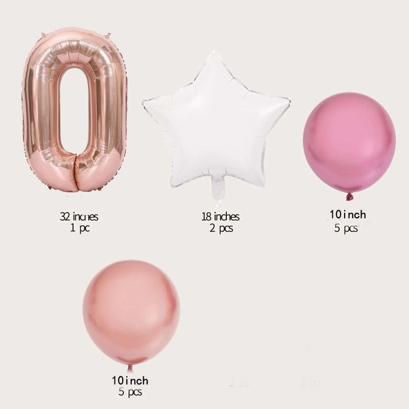 Confezione da 13 palloncini in mylar con numeri 1-10 in oro rosa per feste di compleanno, matrimoni, servizi fotografici di fidanzamento per addio al nubilato, anniversario Rosa Dorato