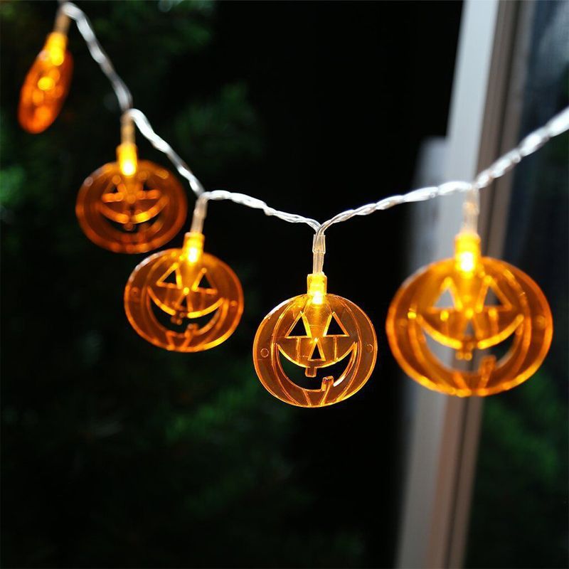 Halloween Pumpkin Decorations Lights Halloween Lights String Battery Operated Lights for Outdoor Indoor Halloween Party Orange