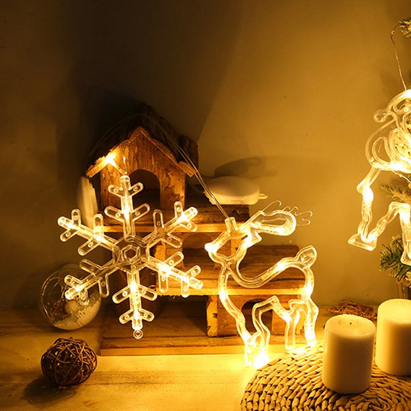 أضواء عيد الميلاد الصمام زينة نافذة داخلية مع الالتصاق سلسلة مصباح أبيض دافئ لتزيين شجرة عيد الميلاد أبيض big image 3