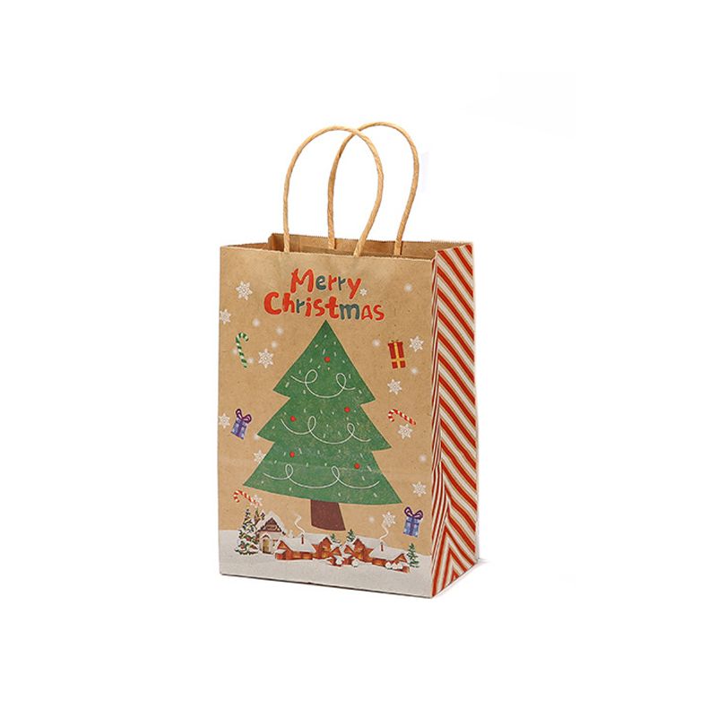 4-pack Christmas Kraft Paper Bag Gift Packaging Handle Bag Green big image 2