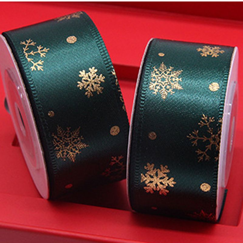 Christmas Wrapping Ribbon Christmas Snowflakes Ribbon for Gifts Packing Christmas Party Decoration Light Green big image 1