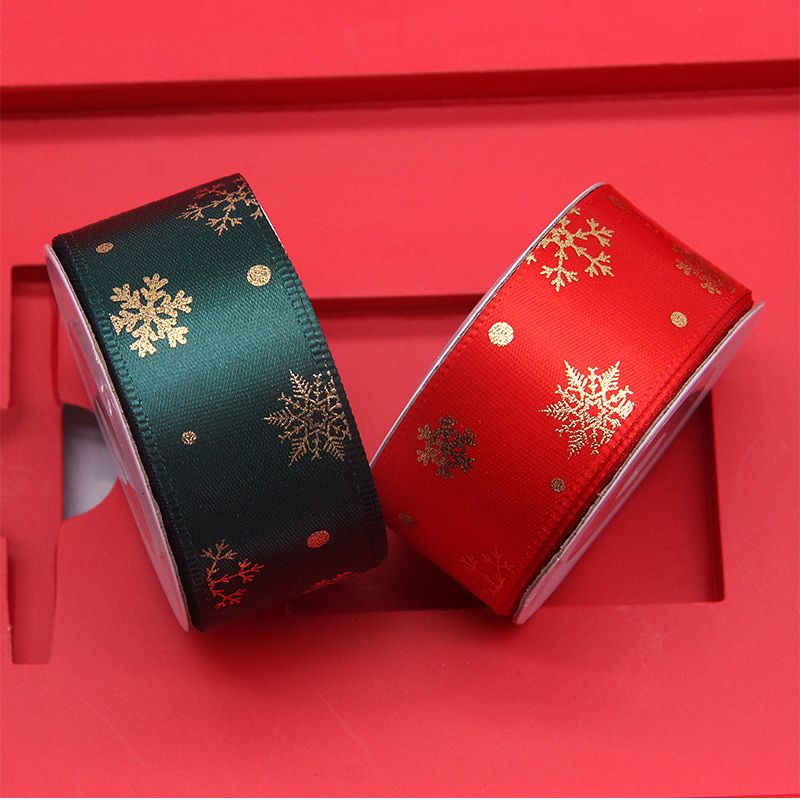 Christmas Wrapping Ribbon Christmas Snowflakes Ribbon for Gifts Packing Christmas Party Decoration Light Green big image 3