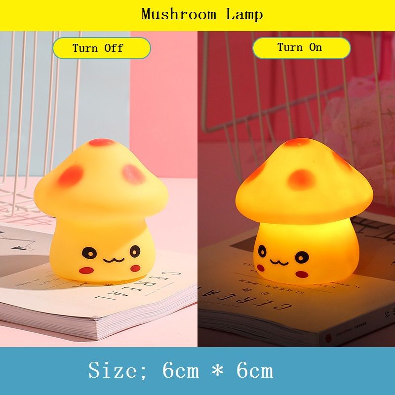 Mushroom Dinosaur Unicorn Night Light Soft Vinyl Night Lamp Bedroom Bedside Lamp Home Decor Ornament Yellow