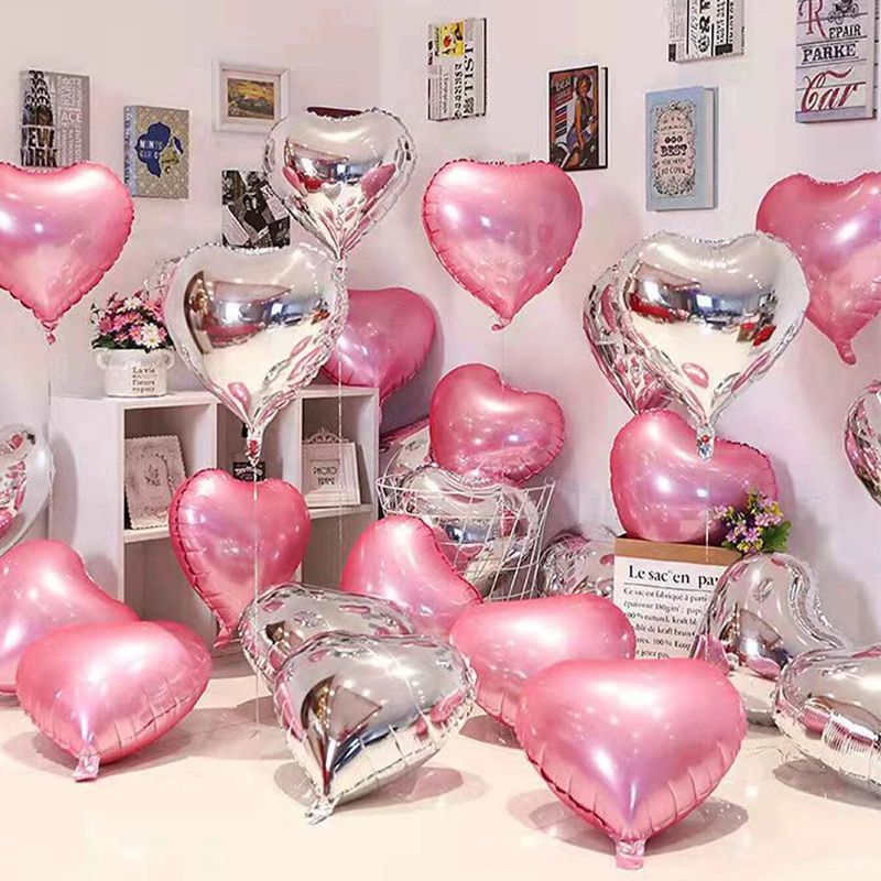 10-pack Heart Balloon Aluminum Hanging Foil Film Balloons for Valentine Wedding Birthday Anniversary Party Decoration Pink big image 2