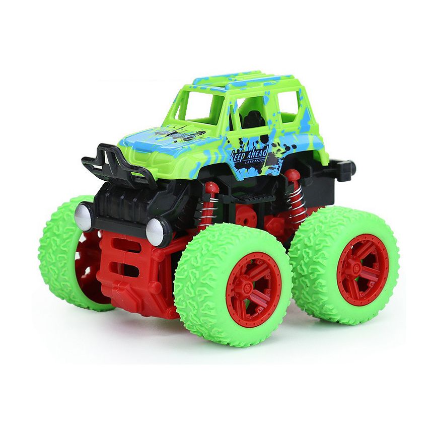 Kids Toys Car Inertial Dynamic Stunt Rotating 4WD Car Anti-Fall Toy Off-Road Vehicle Car Children Toy Gifts Green
