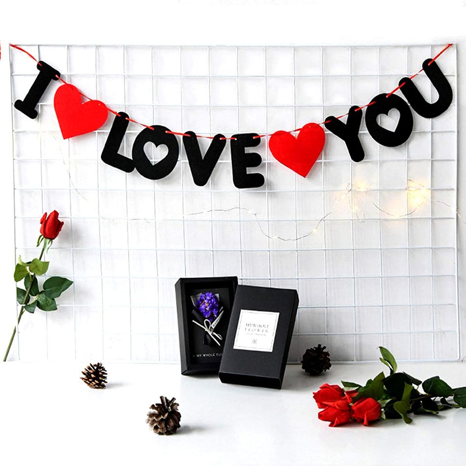 Red Heart I Love You Banner for Wedding Proposal Valentine's Day Anniversary Wedding Engagement Home Indoor Party Decor Ornament Color-A big image 5