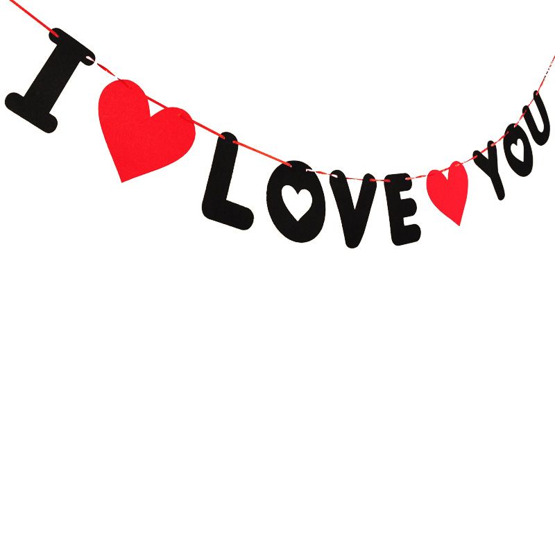 Red Heart I Love You Banner for Wedding Proposal Valentine's Day Anniversary Wedding Engagement Home Indoor Party Decor Ornament Color-A