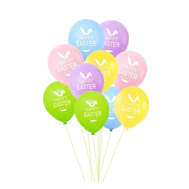 Pacote de 10 balões de látex coelho coelhinho da páscoa de cor pura balões de letras da páscoa feliz artigos de decoração de festa de páscoa Rosa big image 3