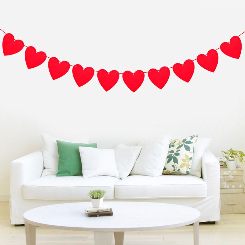 Red Heart Banner for Wedding Proposal Valentine's Day Anniversary Wedding Engagement Home Indoor Party Decor Ornament Red big image 1