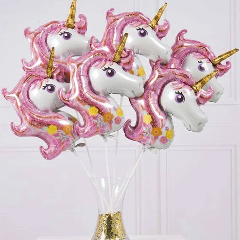 5-pack Colorful Unicorn Balloons Set for Unicorn Theme Party Kids Birthday Party Mother's Day Festival Party Decoration Pink