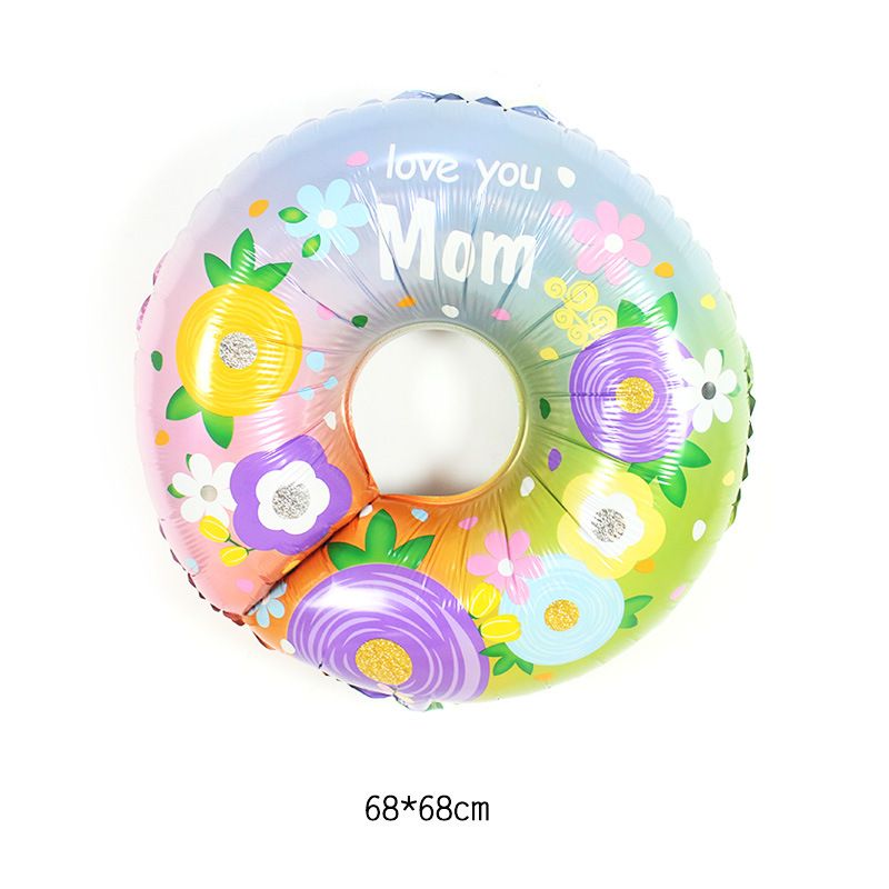 1-pack Love You Mom Donuts Garland Balloon Mom You Rule Crown Balloon for Mother's Day Birthday Party Decoration Color-A