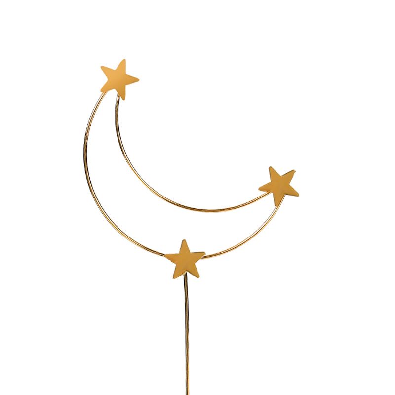 Moon Stars Cake Topper Baking Cake Decoration Insert Flag Plug-in for Mubarak Eid Party Decoration Gold