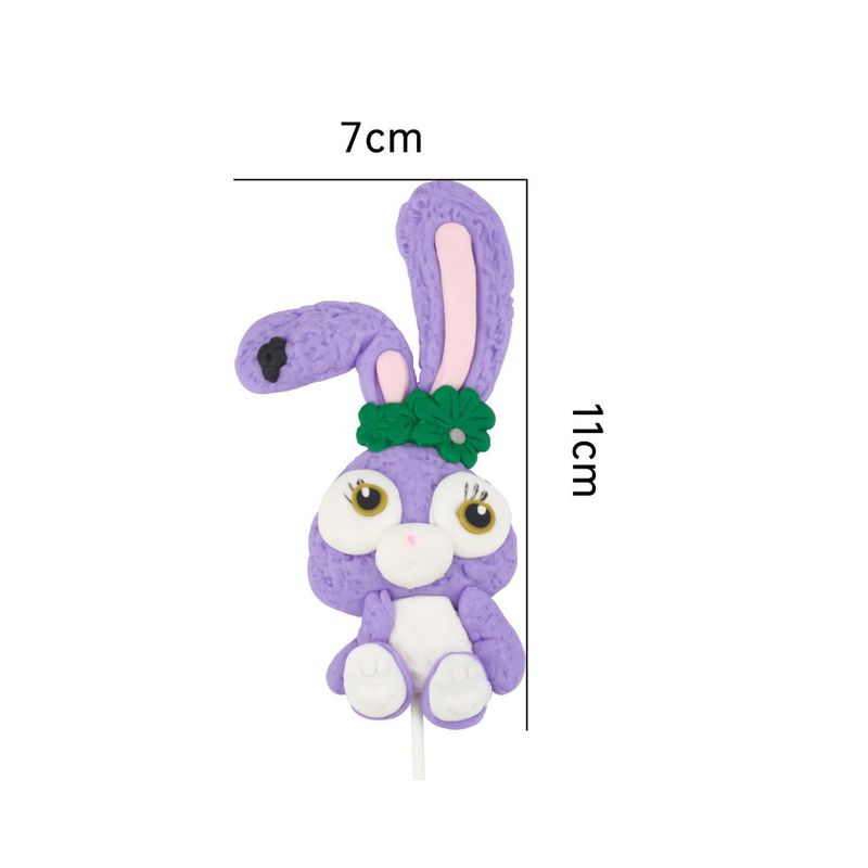Easter Rabbit Cake Decoration 	Purple Bunny Cake Topper Happy Birthday Cake Party Supplies Purple