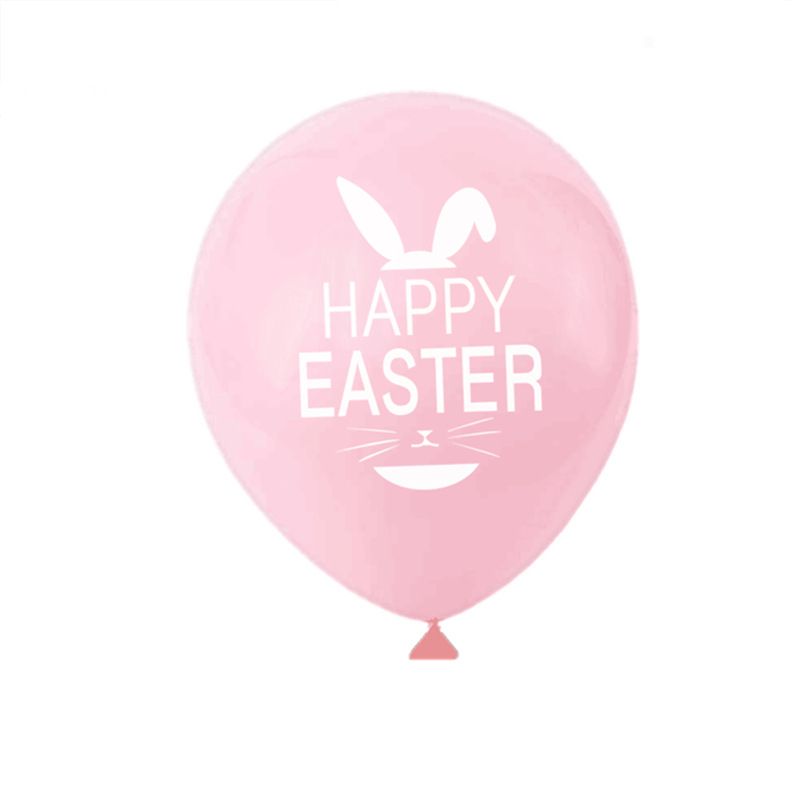10-pack Easter Rabbit Bunny Latex Balloons Pure Color Happy Easter Letters Balloons Easter Party Decoration Supplies Pink big image 5