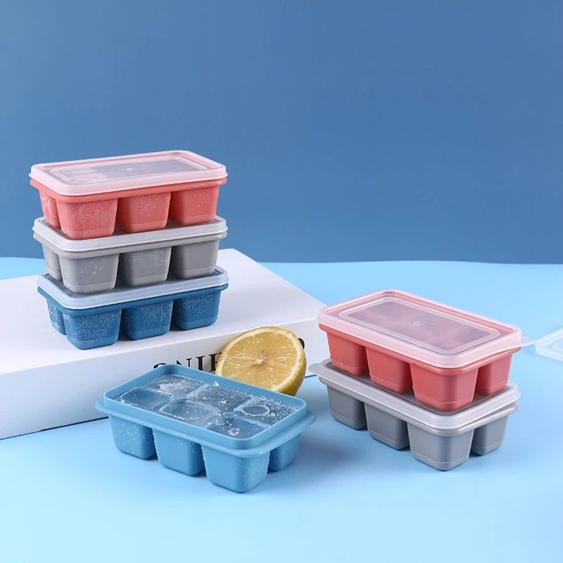 Silicone Ice Cube Trays Ice Cube Mold with Lids Reusable for Freezer Refrigerator Pink big image 4