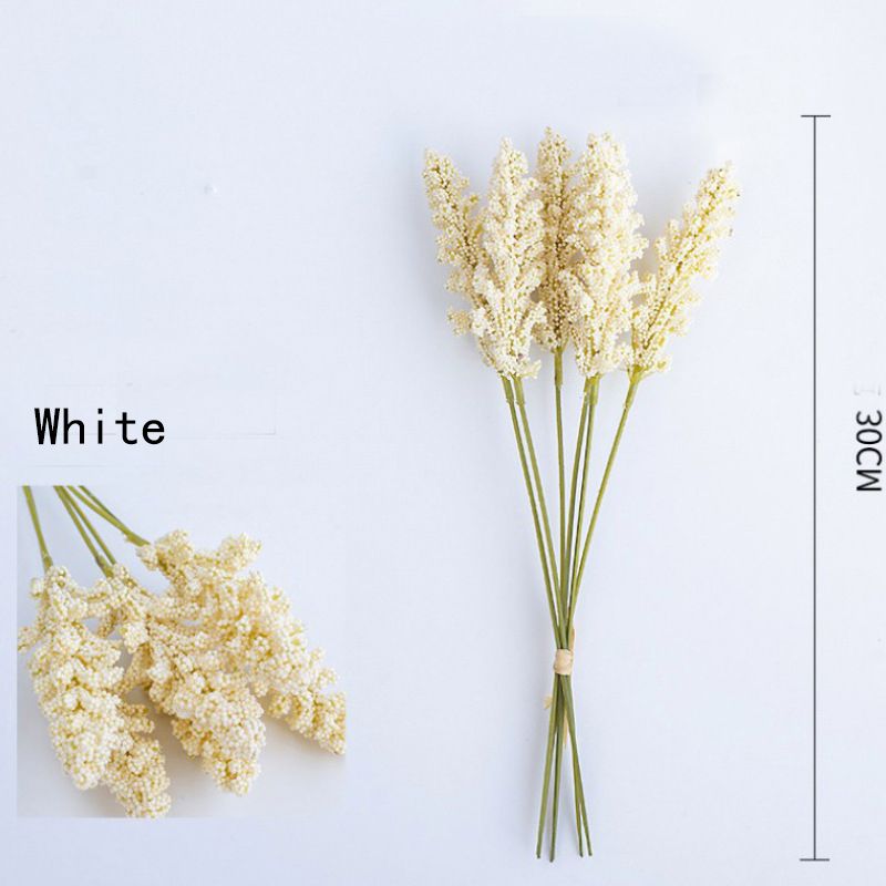 Flores artificiais de grãos de trigo falsos de orelha de trigo seca para casamento mesa de jantar em casa arranjo de flores decoração de escritório de arte Branco Cremoso big image 1