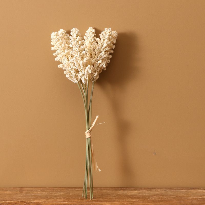 Flores artificiais de grãos de trigo falsos de orelha de trigo seca para casamento mesa de jantar em casa arranjo de flores decoração de escritório de arte Branco Cremoso big image 2