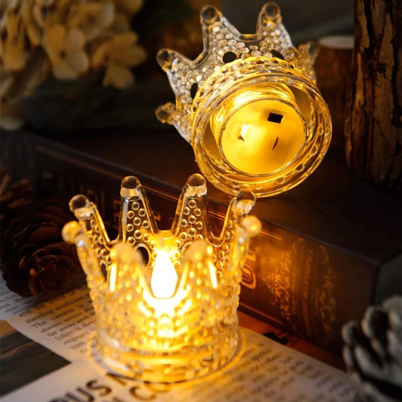 LED Electronic Candle Crown Shape Electronic Flameless Candle for Dining Table Romantic Candle Holder Desktop Home Decor Color-A big image 2