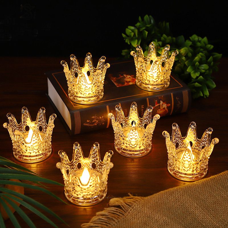 LED Electronic Candle Crown Shape Electronic Flameless Candle for Dining Table Romantic Candle Holder Desktop Home Decor Color-A big image 5